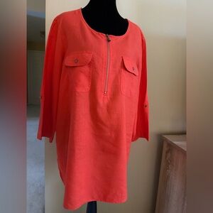 Emily Daniel’s Women's Orange Zippered Tunic Top